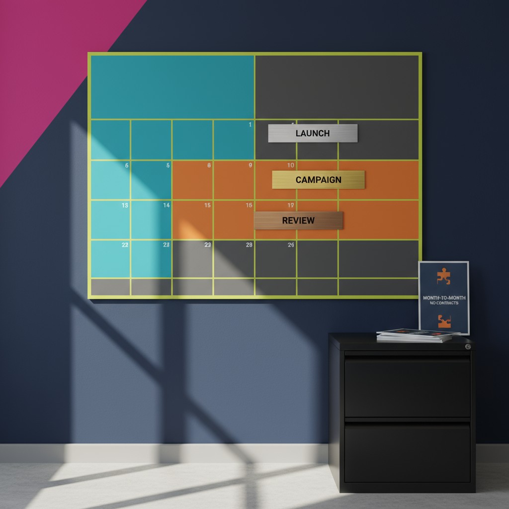 Office wall calendar sized diagram on a Navy wall with a shadow cast on the wall, a desk and a window.